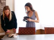 Classy MILF with big tits gets dirty with hot brunette 4/16