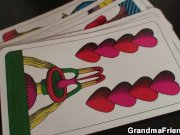 Old lady in stockings double fucked on the table 7/16