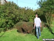 Her boyfriend cheating with blonde motherinlaw outside 10/16