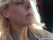 Her boyfriend cheating with blonde motherinlaw outside 2/16