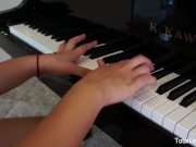 Brunette hottie gets her hairy pussy eaten by her piano teacher 1/16