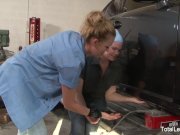 Slutty lesbians having fun in the public garage 4/16