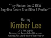 Tiny Kimber Lee & BBW Angelina Castro Give Dildo A FootJob! 1/16