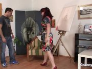 Horny mature woman gets naked and rides his cock 1/16