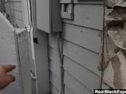 POV Ebony strips and fuck outdoors 1/16