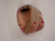 Busty Blonde with Killer Curves Sucks Cock through Gloryhole 6/16