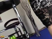 Mistress Alexya smokes a cig with her feet in stockings in your face 2/16