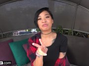 Honey Gold petite blasian babe quivers and cums 3/16