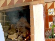 Pretty Brunette Kneels And Chokes On Cock 1/16