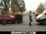 Old granny prostitute is picked up and fucked 1/16