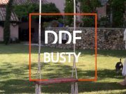 Busty Leanne Crow plays with her Monster Tits in the Garden 1/16