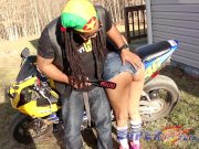 Ebony whore gives Don Whoe head on his bike 8/16