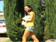 Tanned brunette cutie loves to end with facials 1/16