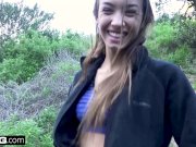 Charity Crawford gets her petite pussy stretched outdoors 10/16