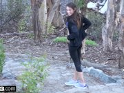 Charity Crawford gets her petite pussy stretched outdoors 8/16
