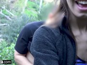 Charity Crawford gets her petite pussy stretched outdoors 9/16