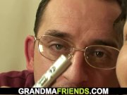 Plump mom swallows two cocks 3/16