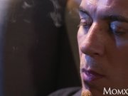 MOM MILF in stockings and heels gives cigar smoking stud gagging blowjob 2/16