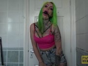 Tattooed slut with green hair gets her sweet ass slammed 3/16