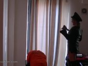 Mistress face sitting slave for smell of pussy and leather then spanks ass 12/16