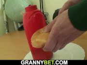 Huge old grandma gives head and rides dick 9/16
