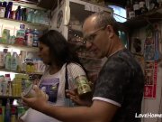 Pretty brunette is outside ad sucking his dick 2/16