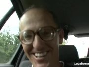 Pretty brunette is outside ad sucking his dick 6/16