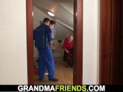 Two repairmen fuck big tits grandma 6/16