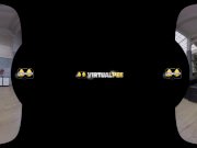 Lesbian virtual reality pissing with European babes Foxie and Rachel Evans 13/16