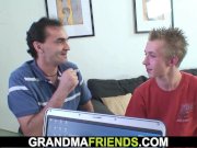 Old mature threesome in the office 5/16