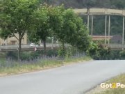 Piss Desperation - Gorgeous babe pees on the ground in public while out jog 2/16