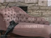 Kinky schoolgirl babe dressed in leather bra corset boots with whip in hand 1/16