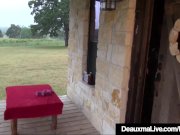 Mature Big Boobed Deauxma Works Out All Nude On Front Porch! 1/16