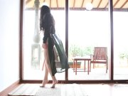 Beautiful russian hottie Alina teasing in sexy black lingerie 1/16