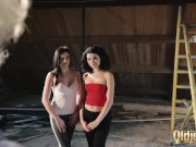 Kiara and Mia both fuck an old man and share his cum after a hot fuck 6/16