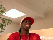 Oiled up black babe with big tits penetrated 1/16