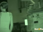 Public Pissing - Night vision catches a hot European peeing outside 15/16