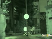 Public Pissing - Night vision catches a hot European peeing outside 3/16