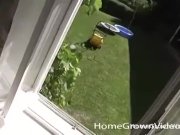 Big tit brunette gardening then sucking cock 13/16