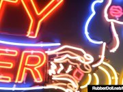 Femdom RubberDoll Fucks Kendra James Under Neon With Dildo! 5/16