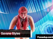 Ebony Jenna Foxx & Inked RedHead Savana Styles Wrestle Nude! 2/16