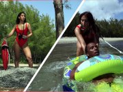 BANGBROS -  Latina Lifeguard Valerie Kay Rescues A Big Black Cock