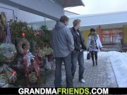Two fellows pick up and fuck hot grandma 1/16