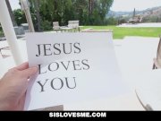 SisLovesMe - Petite Stepsis Riding Brothers Cock 1/16