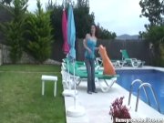 Skinny brunette ass fucked by a big cock outdoors 7/16