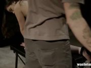 Brunette On Bench Pleasures With Mouth And Pussy In BDSM Fantasy 2/16