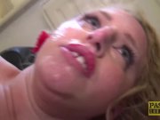 Blonde UK sub smashed by rough cock and cured with cum 16/16