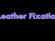 Secretary Simone shows leather underwear skirt natural tits rubs naked clit 1/16