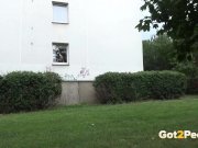 Got2Pee - Blonde babe squats in the window to piss over the edge 16/16