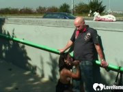 Public banging a gorgeous brunette in the outdoors 5/16